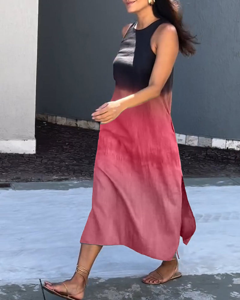 Anette | Kolsuz, Yuvarlak Yaka Degrade Elbise