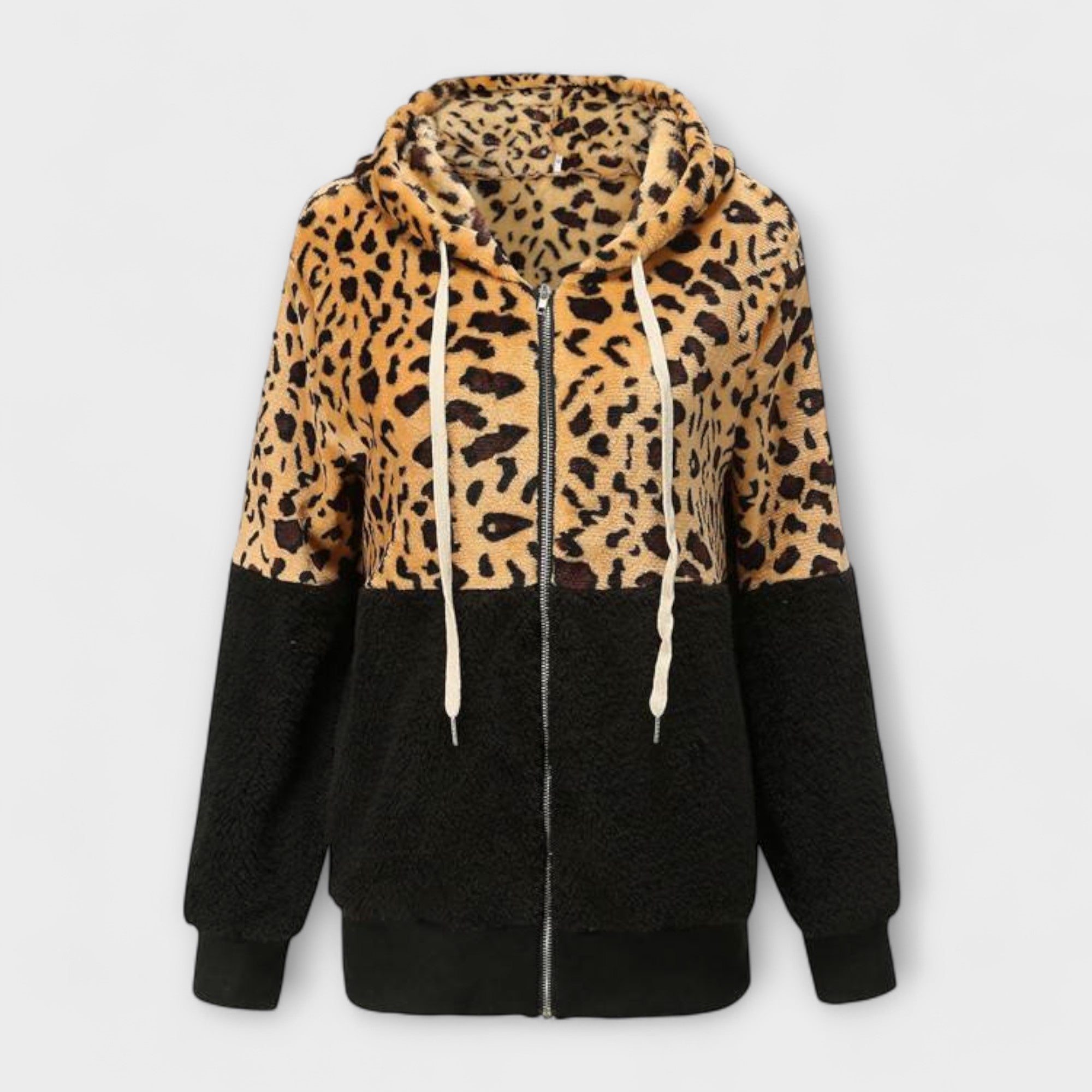 Lea - Leopar Desenli Polar Kapüşonlu Sweatshirt