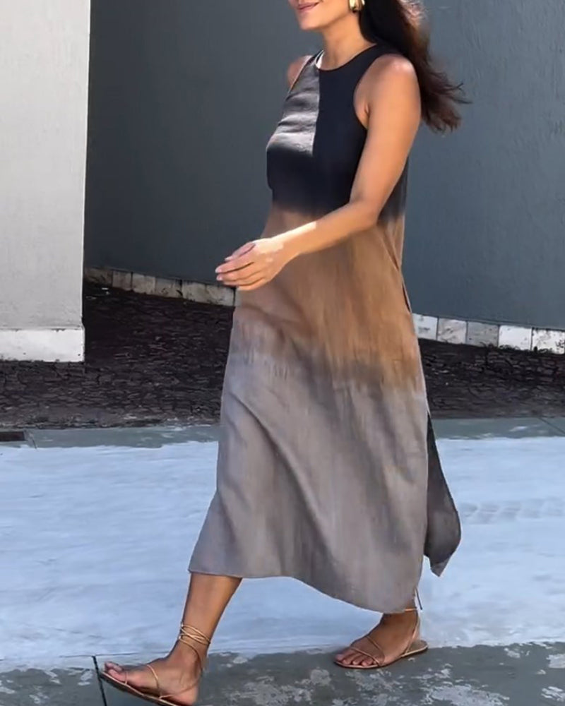 Anette | Kolsuz, Yuvarlak Yaka Degrade Elbise